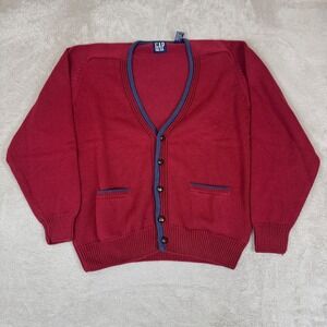 Vintage 90s GAP Cardigan Sweater Mens L Red Preowned Knit Cotton Preppy Retro